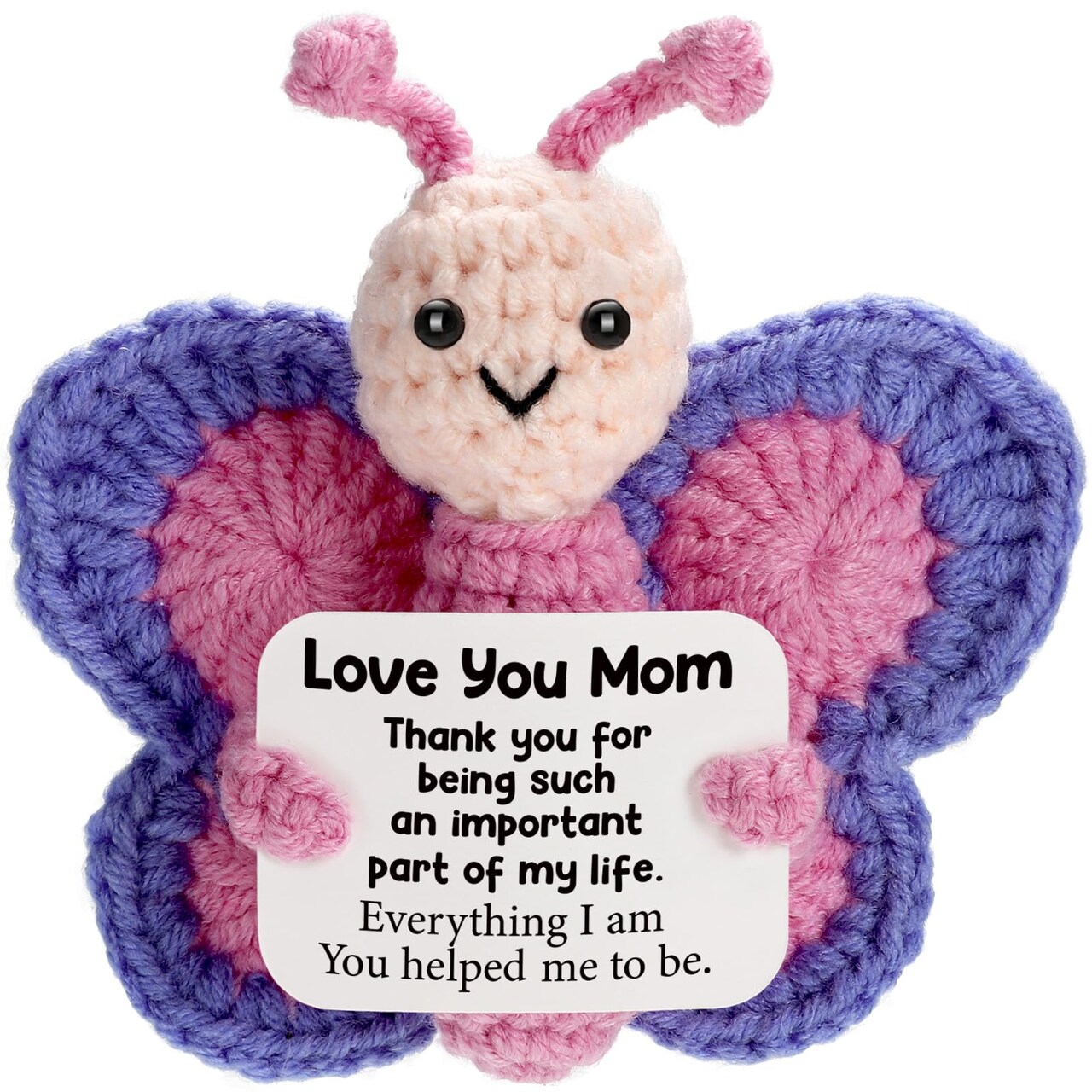 Mom Gifts for Mothers Day from Daughter Son, Mini Crochet Butterfly for First New Bonus Mom in Law Birthday, Funny Presents Like Necklace Card Bracelet Blanket Flowers Basket Candle Mug Box Set